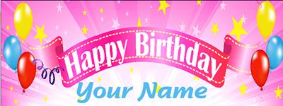 Birthday Banner Design - balloons-pink